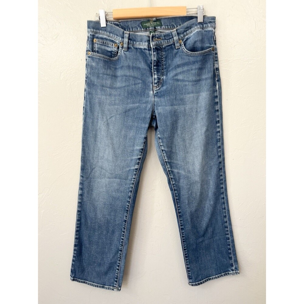 Lauren Ralph Lauren Women Premier Straight Jeans Ocean Blue Size 12P 12 32x 26